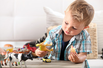 Little boy playing with toys