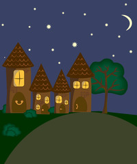 Fototapeta premium stary budynek w nocy