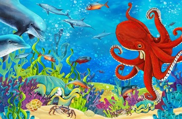 Fototapeta na wymiar Rafa koralowa - ilustracja dla dzieci