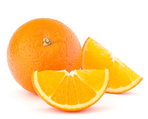 Whole orange fruit and his segments or cantles