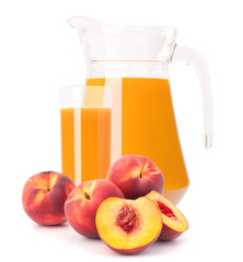Peach fruit juice in glass jug