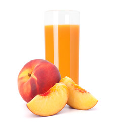 Peach fruit juice in glass