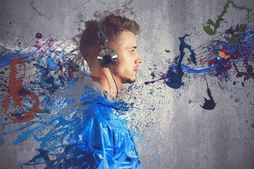 Boy listening to music