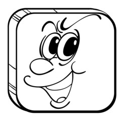 A cube with a face smiling