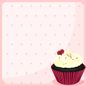 A stationery with a chocolate cupcake with a heart