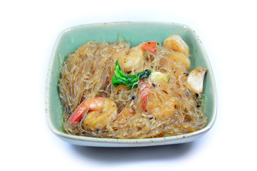 Baked Prawns with vermicelli.