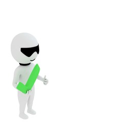 3d small person with positive symbol
