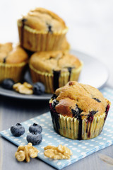 Delicious blueberry, oatsmeal and buttermilk muffins