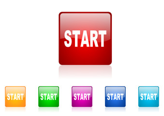 start vector glossy web icon set
