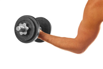 Hand holding dumb-bell