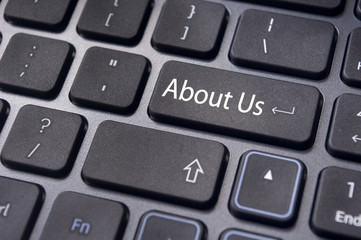 about us concept, message on keyboard