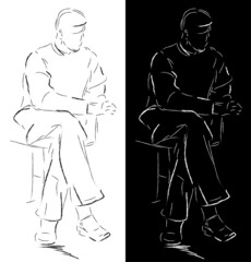 Sketch of a sitting man