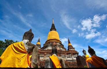 Fototapeta na wymiar Wat Yai Chai Mongkhon in Ayuthaya province of Thailand