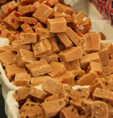 A Display of Freshly Made Fudge Sweet Candy.