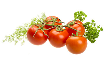 Red ripe tomatoes on the branch