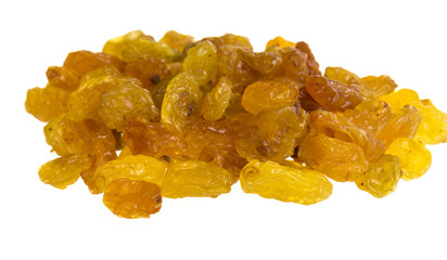 Golden raisins over white