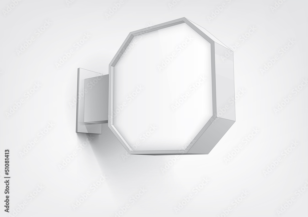 Wall mural blank, octagon shop sign hanging on a wall