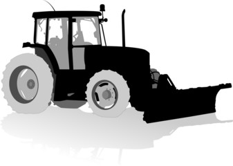 Silhouette of a tractor of road service