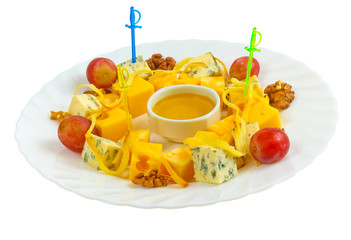 cheese grapes nuts salad isolated a on white background clipping