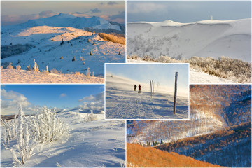 winter mountains landscape, collage