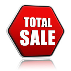 total sale in red hexagon banner