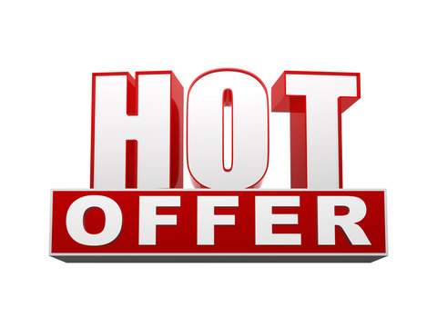 hot offer in 3d letters and block