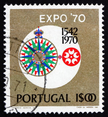 Postage stamp Portugal 1970 Compass Rose and EXPO Emblem