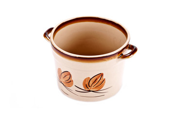 Clay pot on white background