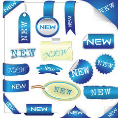 Set of blue elements for new items