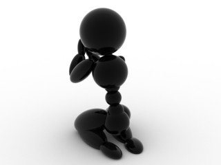 Black ceramic man prays on a white background №4