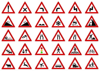 Verkehrszeichen - Gefahrenzeichen VZ 101 - 151