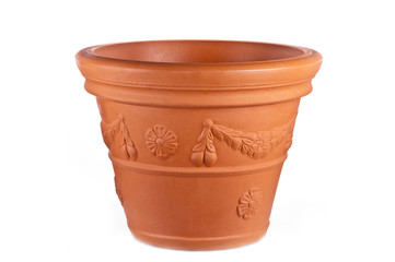 Empty orange flower pot