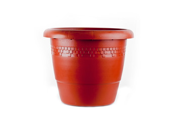 Empty red flower pot