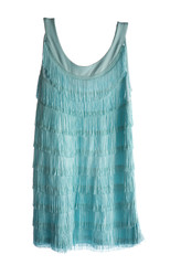 Turquoise sleeveless fringed flapper dress