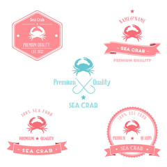 Vintage Sea Crab Badge set | Editable EPS vector illustration