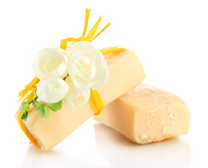 Natural handmade soap, isolated on white