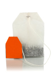 Tea bag isolated on white.
