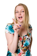 Fototapeta premium Young seductive wife makes a threatening gesture