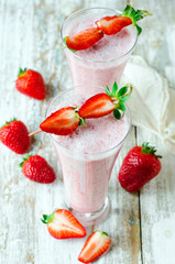 Milk cocktail with strawberries