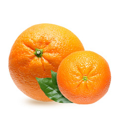 Orange fruit and tangerine isolated.