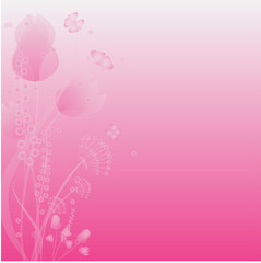 flowers and butterflies on a pink background