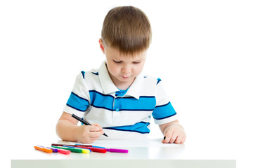 child boy drawing color felt pen
