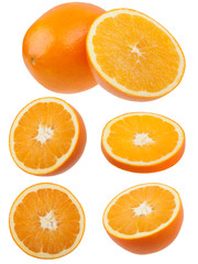 Whole and cut oranges