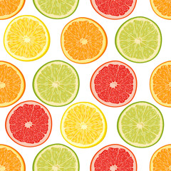 Fresh colorful citrus fruits seamless pattern