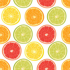 Fresh colorful citrus fruits seamless pattern © Yuzach
