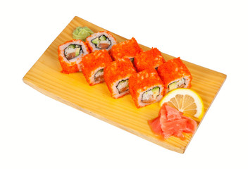 Sushi rolls California isolated on white
