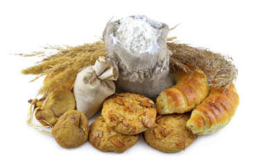 Cookies with flour in burlap bag