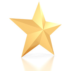 Obraz premium Shiny Gold Star On White Background