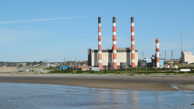 Power plant by the sea. Two shots. Saint John, NB.