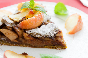 beautiful large piece apple pie on a dish